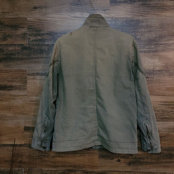 Vtg Outpost Makers Utility Military Jacket M Vtg Grunge Wash 90's Y2K Ripped - Picture 2 of 15